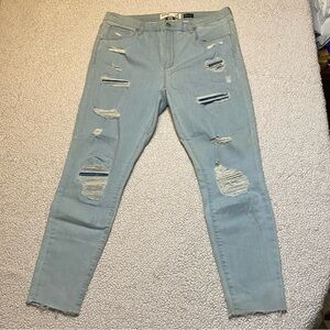 Garage Light Blue Distressed Denim High-Rise Jeans - Size 15